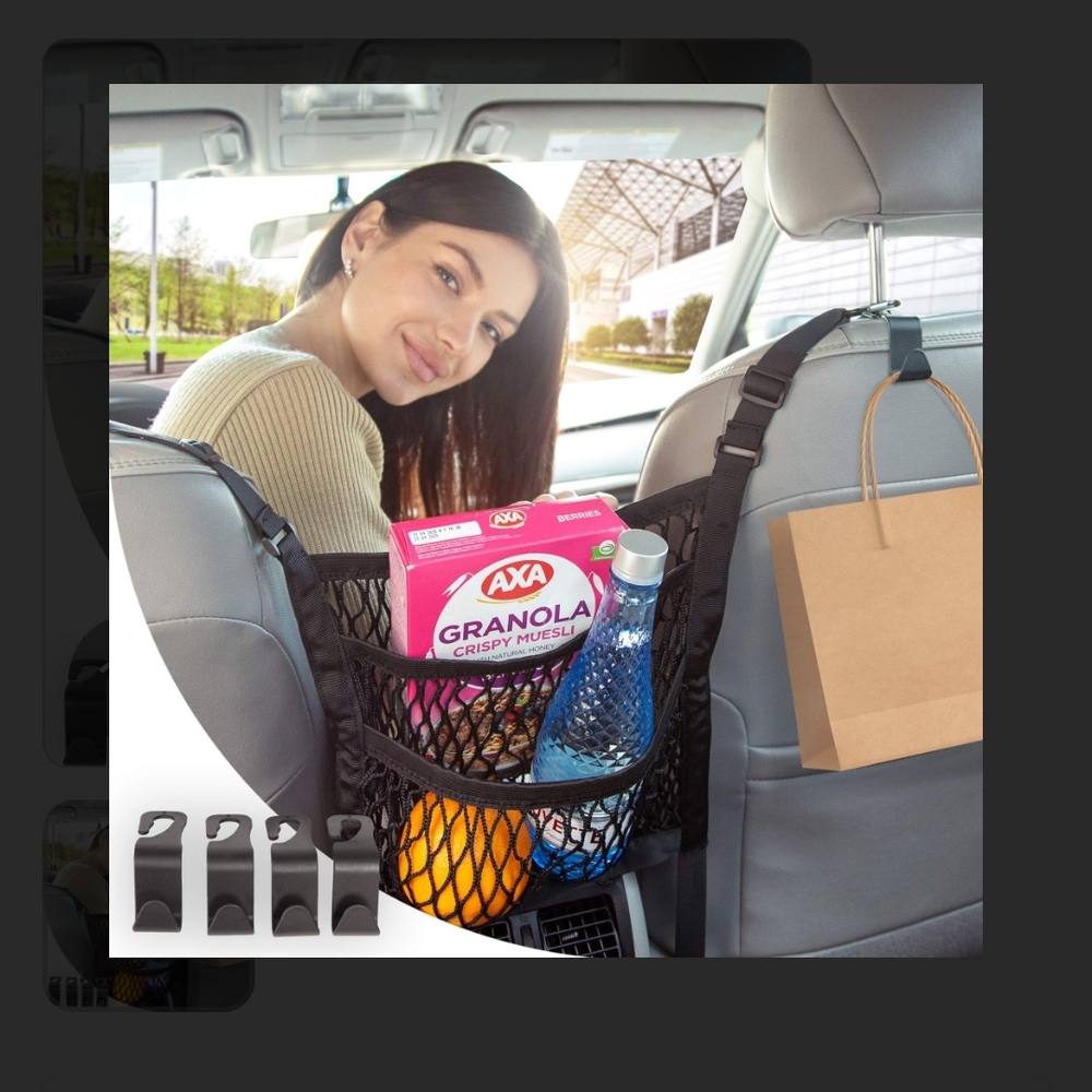 Car Seat Purse Net Organizer - Black